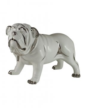 Cane bulldog in ceramica bianco platino - Ceramiche Boxer