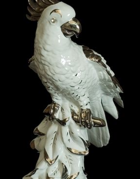 Ceramic parrot cockatiel platinum white - Ceramiche Boxer