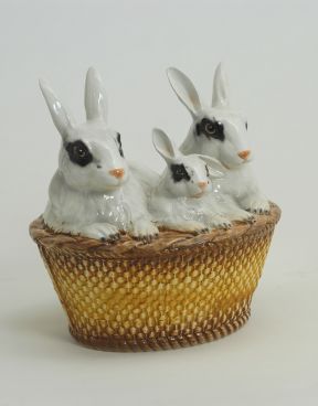 Ceramic basket with rabbits - Ceramiche Boxer