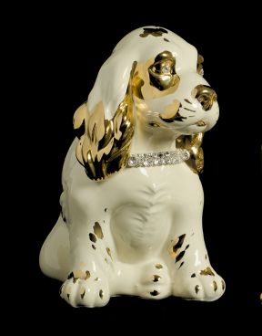 Ceramic dog cocker cream and gold - Ceramiche Boxer