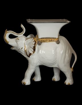 Ceramic elephant with table white and gold - Ceramiche Boxer
