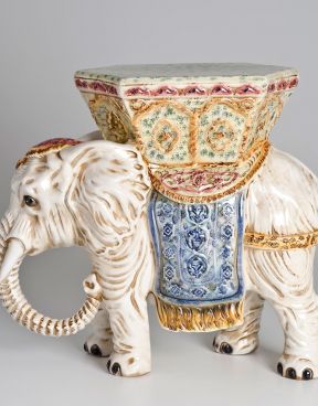 Elefante in ceramica bianco patinato - Ceramiche Boxer