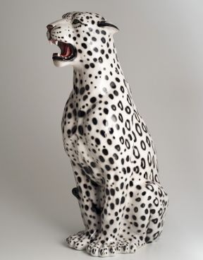 Leopardo in ceramica bianco e nero - Ceramiche Boxer