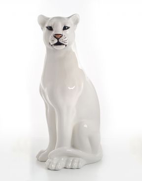 Leopardo in ceramica bianco - Ceramiche Boxer