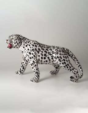 Leopardo in ceramica bianco e nero - Ceramiche Boxer