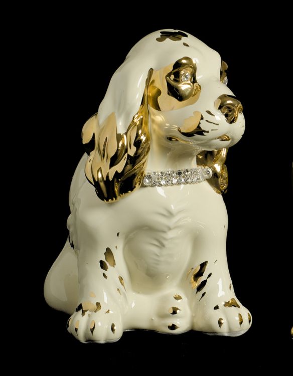Ceramic dog cocker cream and gold - Ceramiche Boxer