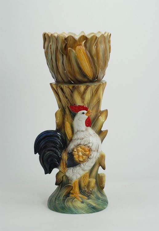 Colonna con gallo e sottovaso in ceramica - Ceramiche Boxer