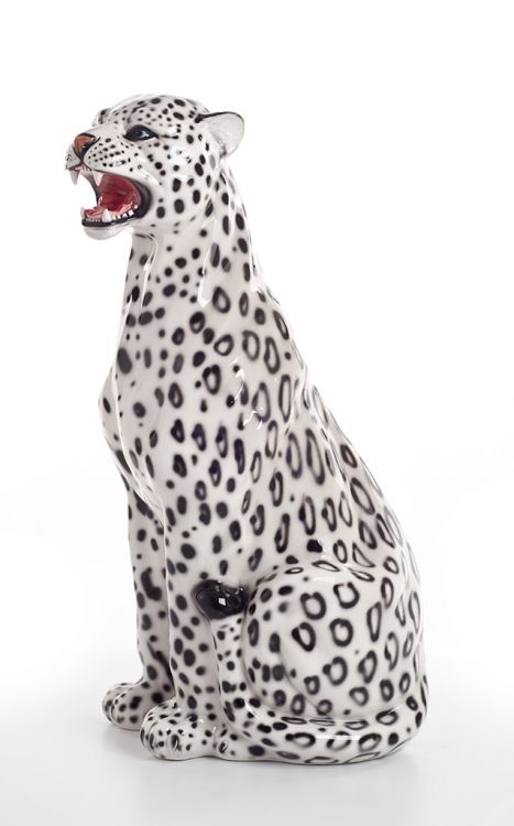 Leopardo in ceramica bianco e nero - Ceramiche Boxer